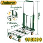 Carretilla de Plataforma Plegable 150Kg - 71x42x95cm - Jadever - JDWB9A15