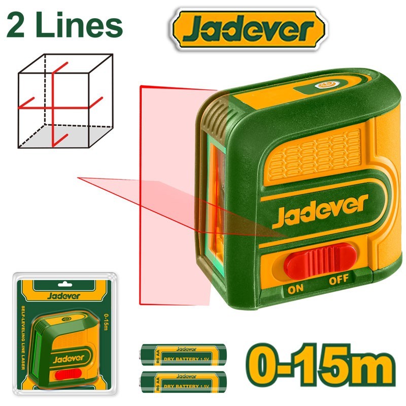 Nivel Laser Horizontal y Vertical Autonivelable - 15 mts - JADEVER - JDLE1M03 - Laser Rojo