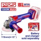 Amoladora Angular a Bateria 20V 1000W - 115mm / 4,5" - EMTOP - ELAG27153 - Sin Bateria