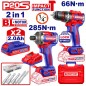 Combo de Taladro y Atornillador de Impacto a Bateria 20V - EMTOP - ECKL20277 - Incluye 2 Baterias y Cargador