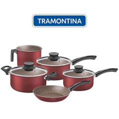 Juego de ollas de aluminio - 5 piezas - Tramontina - Paris Texture Bordo