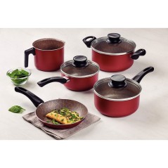 Juego de ollas de aluminio - 5 piezas - Tramontina - Paris Texture Bordo