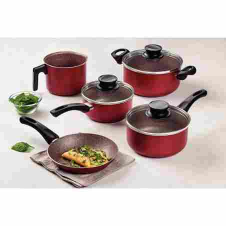 Juego de ollas de aluminio - 5 piezas - Tramontina - Paris Texture Bordo