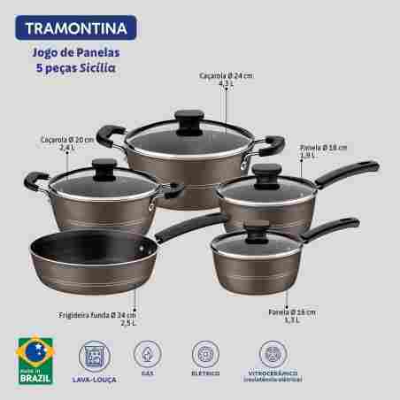Juego de ollas de aluminio - 5 piezas - Tramontina - Sicilia Marron