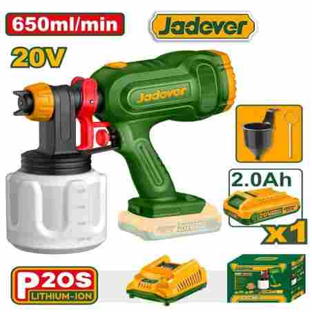 Pistola para Pintar a Batería 20V - JADEVER - JDSU30664 - Incluye Bateria y Cargador