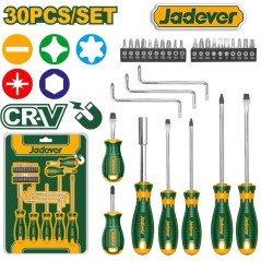 Juego destornilladores y puntas 30pzs. CrV - JADEVER - JDSS1430
