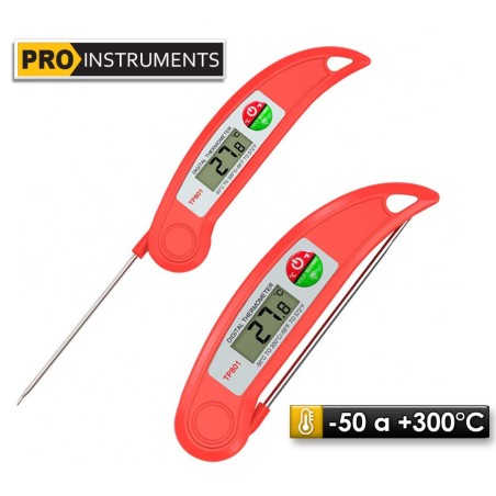 Termómetro Pincha Carne Plegable - Pro Instruments - TP-801 - Escala -50 a +300°C - Rojo