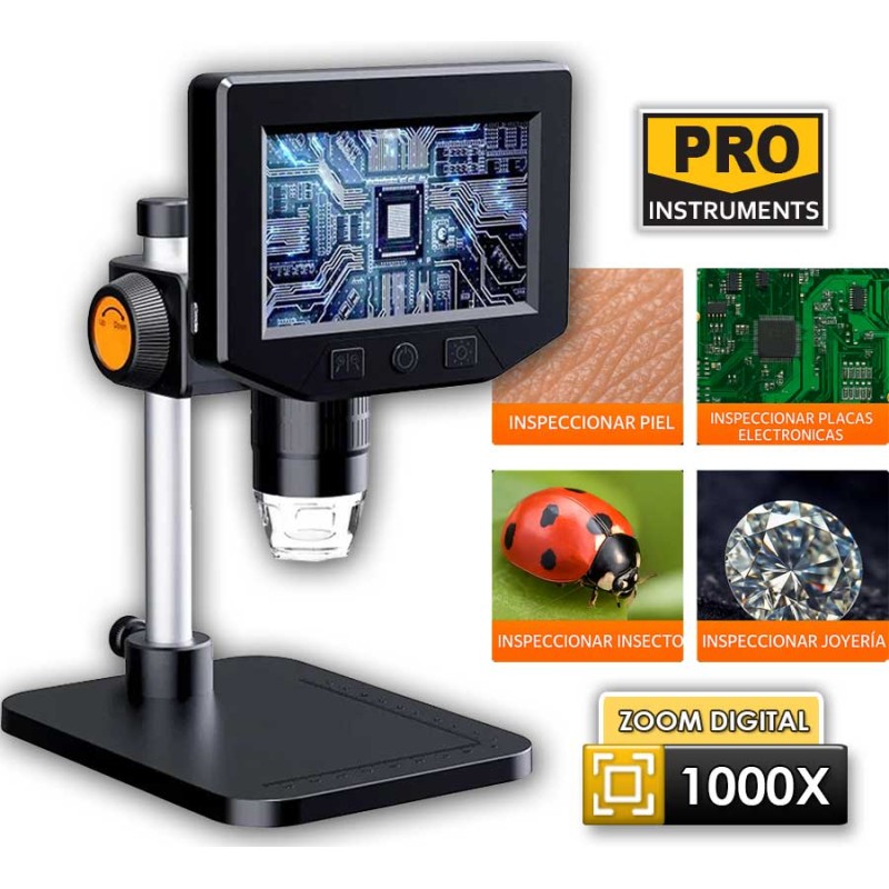 Microscopio Digital con Display - Pro Instruments - Conexión a Celular y PC
