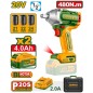 Llave de Impacto a Bateria 480 Nm - 20V - 1/2" - JADEVER - JDCD1B483 - Incluye 2 Baterias y Cargador
