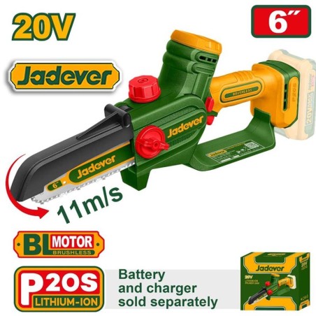 Motosierra Compacta a Batería 20V - 6" - JADEVER - JDCLP560 - Sin Bateria