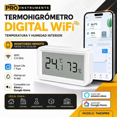 Termohigrometro Digital con conexión Wifi - Pro Instruments - Temperatura y humedad