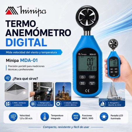Termo Anemometro Digital Compacto - Minipa - MDA-01