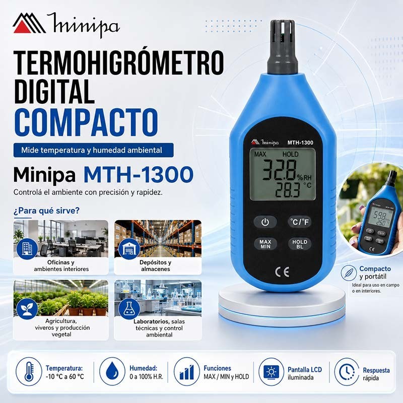 Termohigrometro Digital Compacto Portatil - Minipa - MTH-1300
