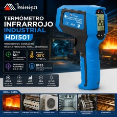 Termometro Industrial Infrarrojo - Minipa - HDI501- Escala -35 a +650°C / 12:1 / Emisividad Ajustable