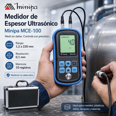 Medidor de Espesor Ultrasonico - Minipa - MCE-100