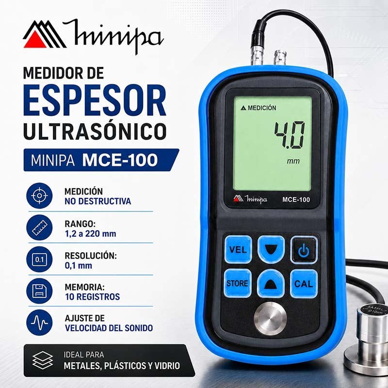 Medidor de Espesor Ultrasonico - Minipa - MCE-100
