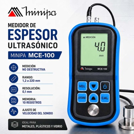Medidor de Espesor Ultrasonico - Minipa - MCE-100