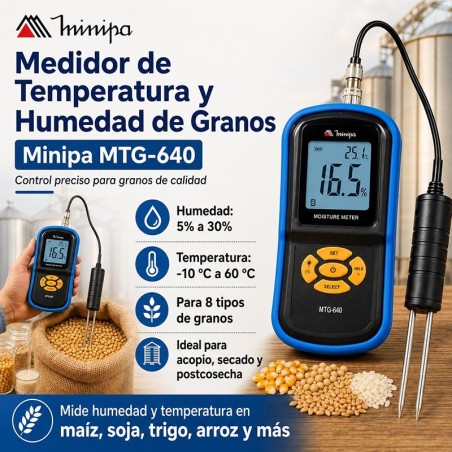 Medidor de Temperatura y Humedad de Granos - Minipa - MTG-640