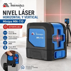 Nivel Laser Horizontal y Vertical Autonivelable - 20 Mts - Minipa - MN-110
