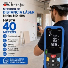 Medidor de Distancia Laser - Minipa - MD-40A - Distancias hasta 40 metros