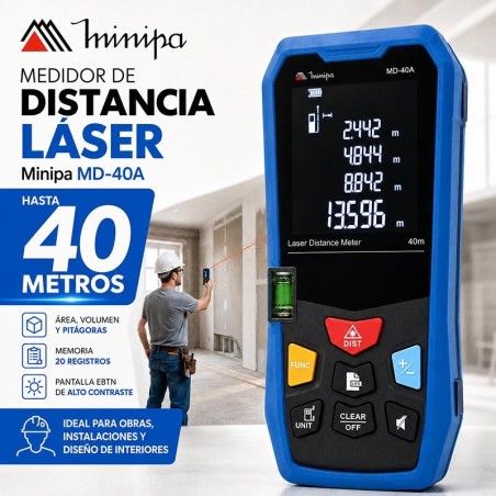 Medidor de Distancia Laser - Minipa - MD-40A - Distancias hasta 40 metros