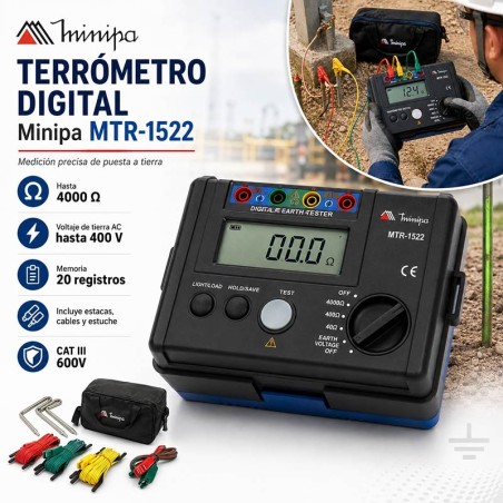 Terrometro Telurometro Digital - Minipa - MTR-1522 - 4000Ω