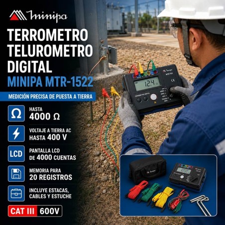 Terrometro Telurometro Digital - Minipa - MTR-1522 - 4000Ω