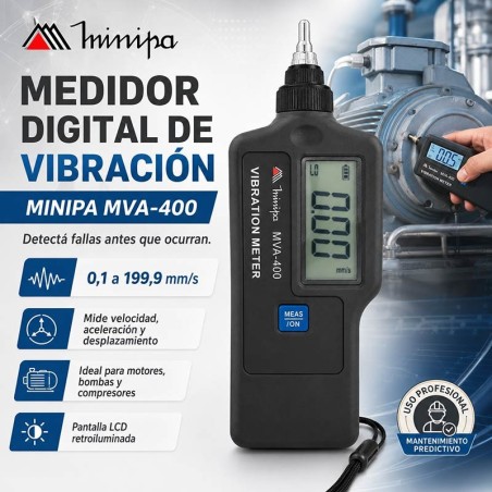Medidor Digital de Vibracion - Minipa - MVA-400 - 0,1-199,9 mm/s