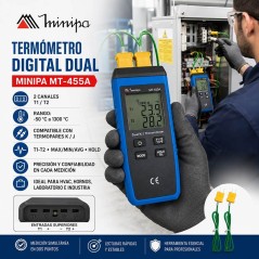 Termómetro Digital - Minipa - MT-455A - Escala -50 a +1300°C