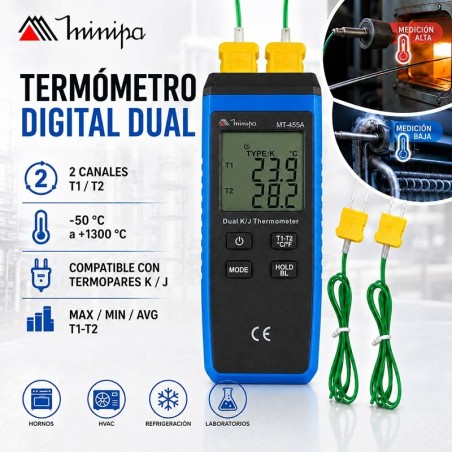 Termómetro Digital - Minipa - MT-455A - Escala -50 a +1300°C