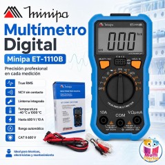 Multimetro Digital - Minipa - ET-1110B - True RMS AC / VDC 600V / VAC 600V / ADC 10A / AAC 10A