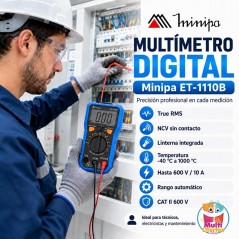 Multimetro Digital - Minipa - ET-1110B - True RMS AC / VDC 600V / VAC 600V / ADC 10A / AAC 10A