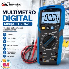 Multimetro Digital - Minipa - ET-2042F - True RMS AC / VDC 1000V / VAC 1000V / ADC 20A / AAC 20A