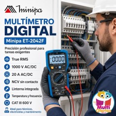 Multimetro Digital - Minipa - ET-2042F - True RMS AC / VDC 1000V / VAC 1000V / ADC 20A / AAC 20A