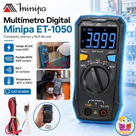 Multimetro Digital - Minipa - ET-1050 - VDC 600V / VAC 600V