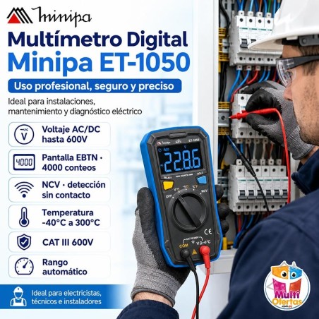 Multimetro Digital - Minipa - ET-1050 - VDC 600V / VAC 600V