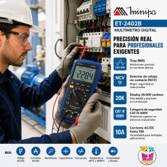 Multimetro Digital - Minipa - ET-2402B - True RMS AC / VDC 1000V / VAC 750V / ADC 10A / AAC 10A
