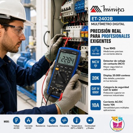 Multimetro Digital - Minipa - ET-2402B - True RMS AC / VDC 1000V / VAC 750V / ADC 10A / AAC 10A