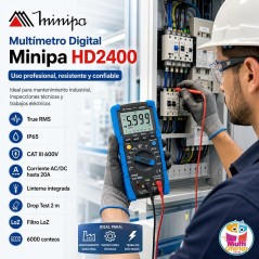 Multimetro Digital - Minipa - HD2400 - True RMS AC / VDC 600V / VAC 600V / ADC 20A / AAC 20A