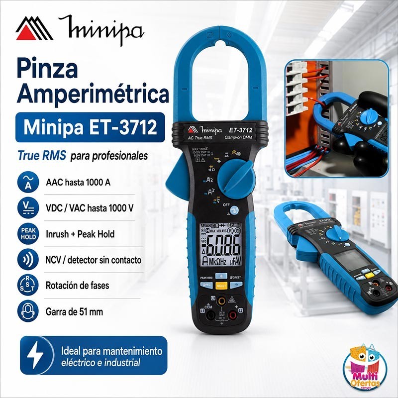 Pinza Amperimetrica - Minipa - ET-3712 - True RMS AC / VDC 1000V / VAC 1000V / AAC 1000A