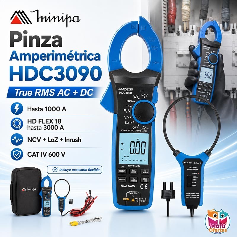 Pinza Amperimetrica - Minipa - HDC3090 - True RMS AC / VDC 1000V / VAC 1000V / ADC 1000A / AAC 1000A