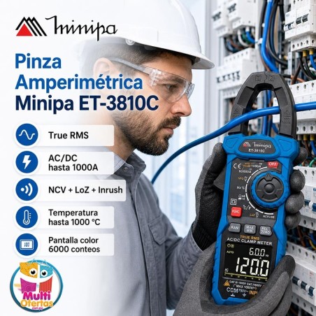 Pinza Amperimetrica - Minipa - ET-3810C - True RMS AC / VDC 1000V / VAC 750V / ADC 1000A / AAC 1000A