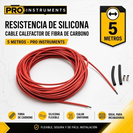 Resistencia de silicona - Cable calefactor de fibra de carbono - 5 metros - Pro Instruments