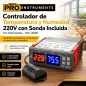 Termostato Controlador de Temperatura y Humedad 220V con Sonda Incluida - Pro Instruments - STC-3028