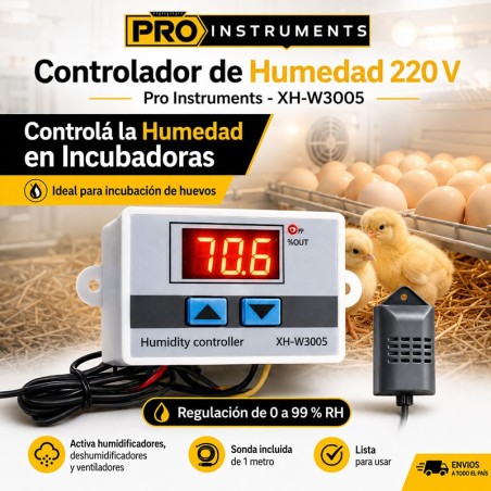 Higrostato Controlador de Humedad 220V con Sonda Incluida - Pro Instruments - XH-W3005