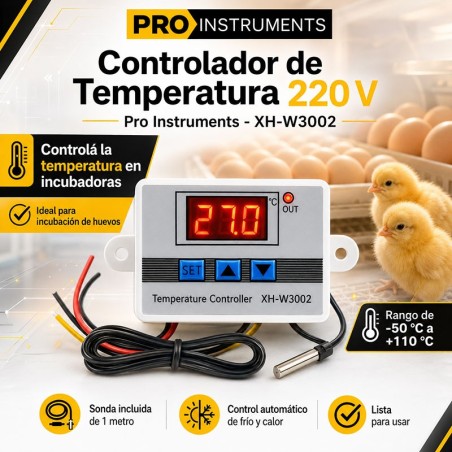 Termostato Controlador de Temperatura 220V con Sonda Incluida - Pro Instruments - XH-W3002