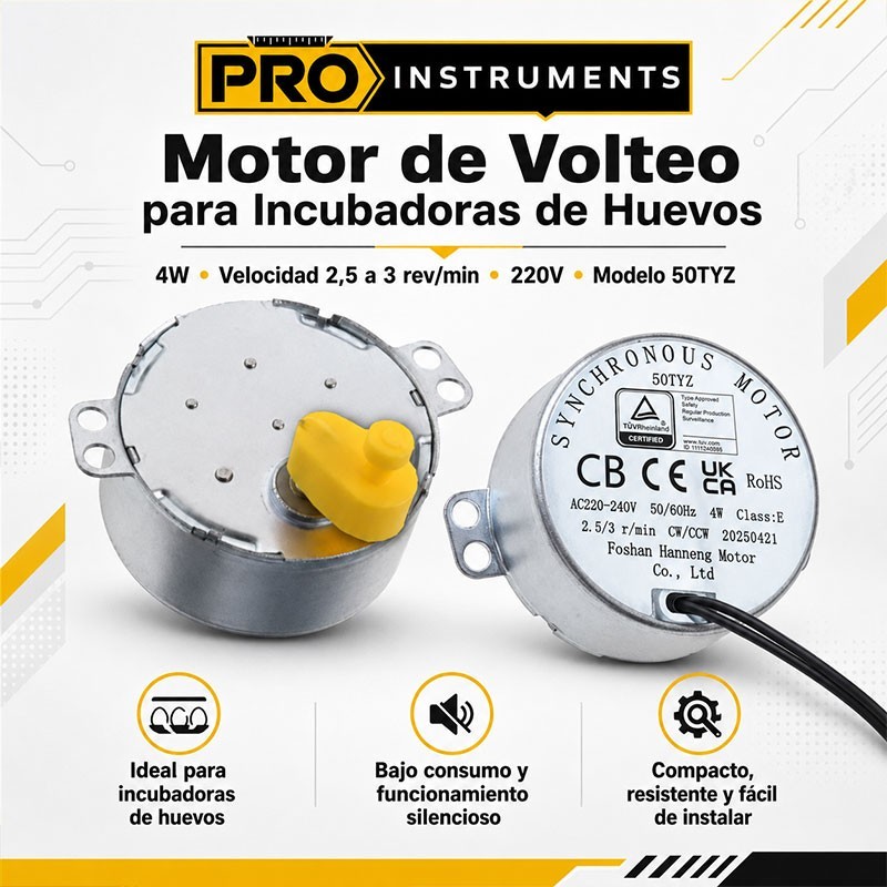 Motor de Volteo para incubadoras de Huevos - 220V - Pro Instruments - 50TYZ