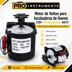 Motor de Volteo para incubadoras de Huevos - 220V - Pro Instruments - 60KTZY