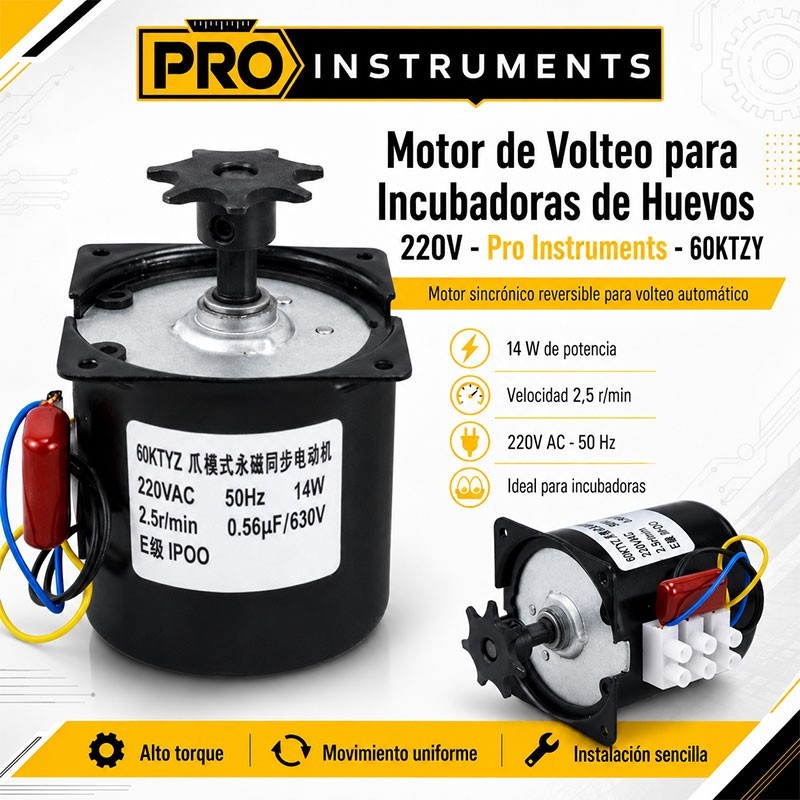 Motor de Volteo para incubadoras de Huevos - 220V - Pro Instruments - 60KTZY