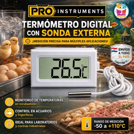 Termometro Digital LCD Compacto con Sonda - Pro Instruments - LX8009